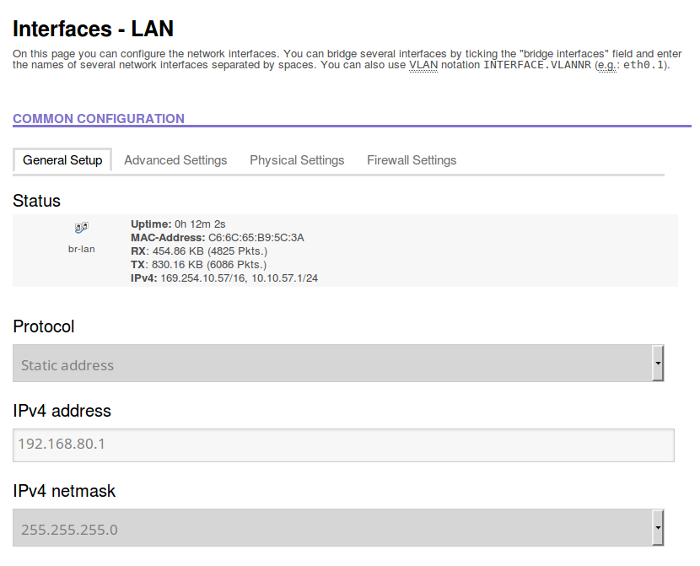 Interfaces - edit LAN add Static IP
